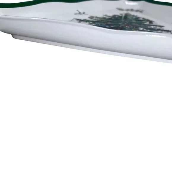 Spode Christmas Tree Triangular Candy Serving Dish Triangle Plate England Green - Picture 7 of 9